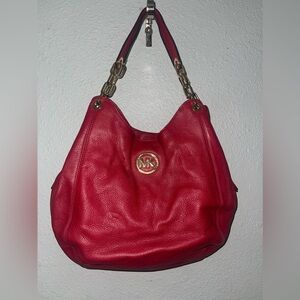 Michael Kors Red Leather Shoulder Bag